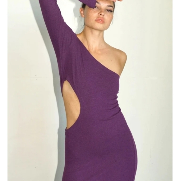 LNA Darby One Shoulder Dress - Large - Amethyst - Picture 3 of 9